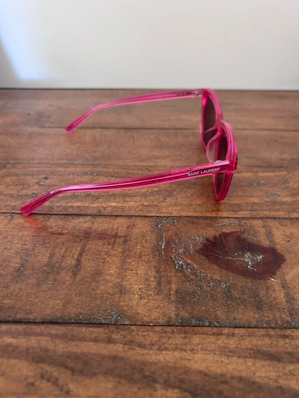 Saint Laurent 53mm Pink Classic Wayfarer Acetate Frame Sunglasses w/Black Case.